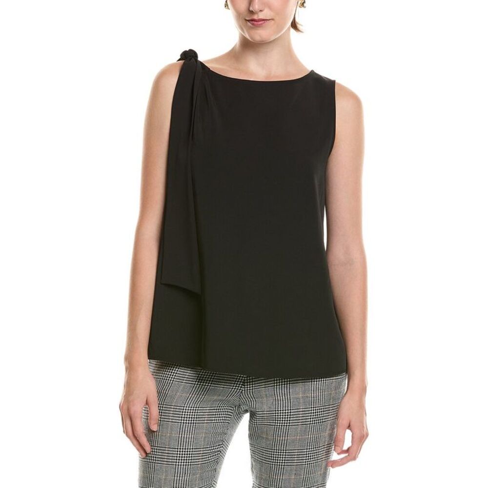 Anne Klein Womens Tie Shoulder Blouse, Black